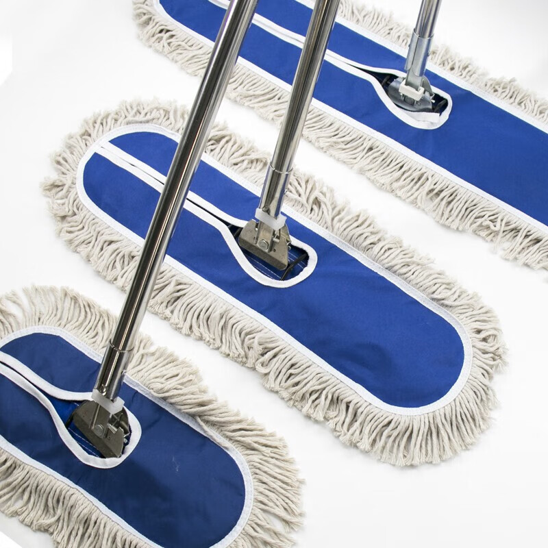 Hasdick dust push flat mop row mop 60CM blue with rod complete set (1 piece) HKQJ06 office housekeeping factory workshop shopping mall cleaning water absorption decontamination detachable