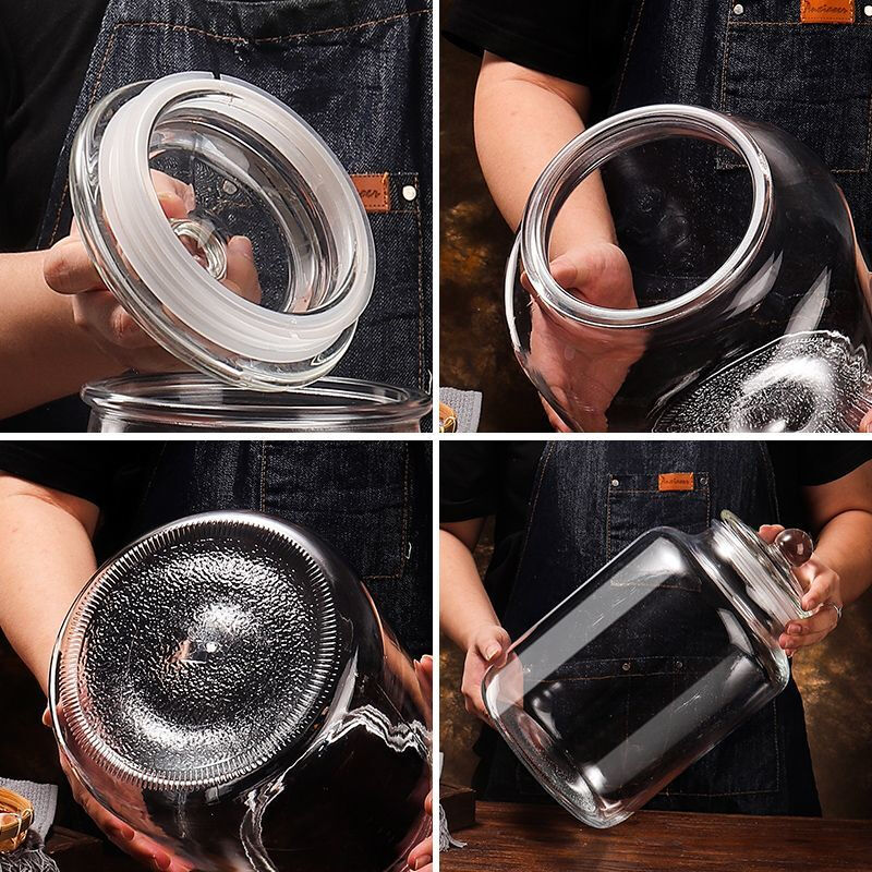 Youguan thickened glass pickle jar household sealed salty pickle jar Sichuan pickle jar chili sauce Laba garlic pickle wine jar 20 catties (pickle sticker + clip + brush)