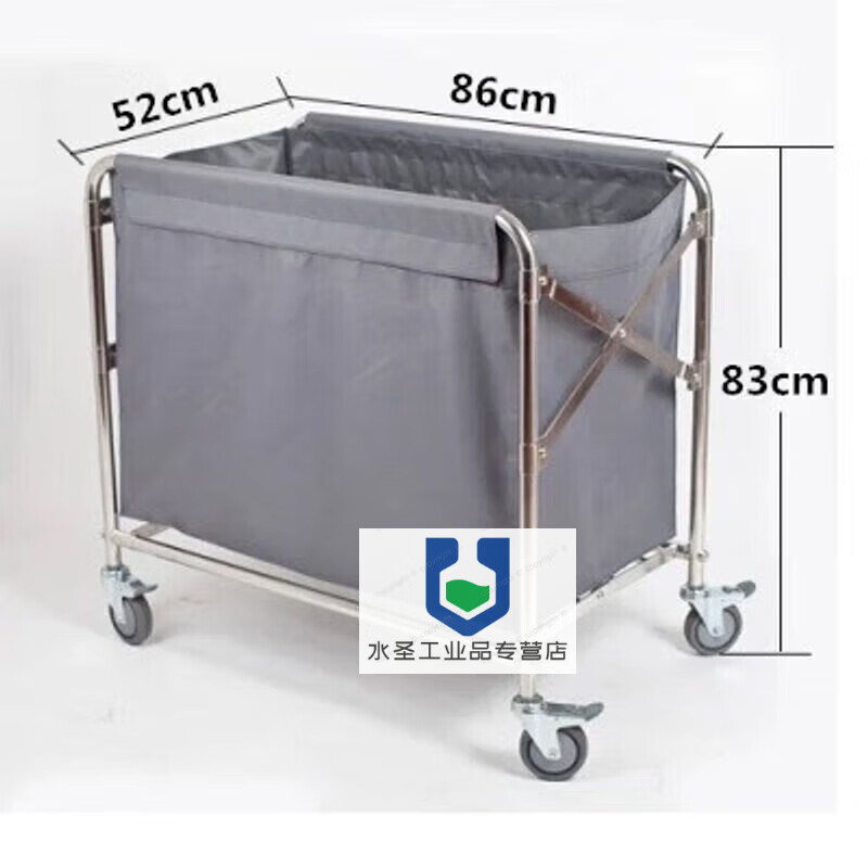 Folding linen cart hotel stainless steel collection trolley room entrance hotel property service cart room cleaning large stainless steel folding cart gray