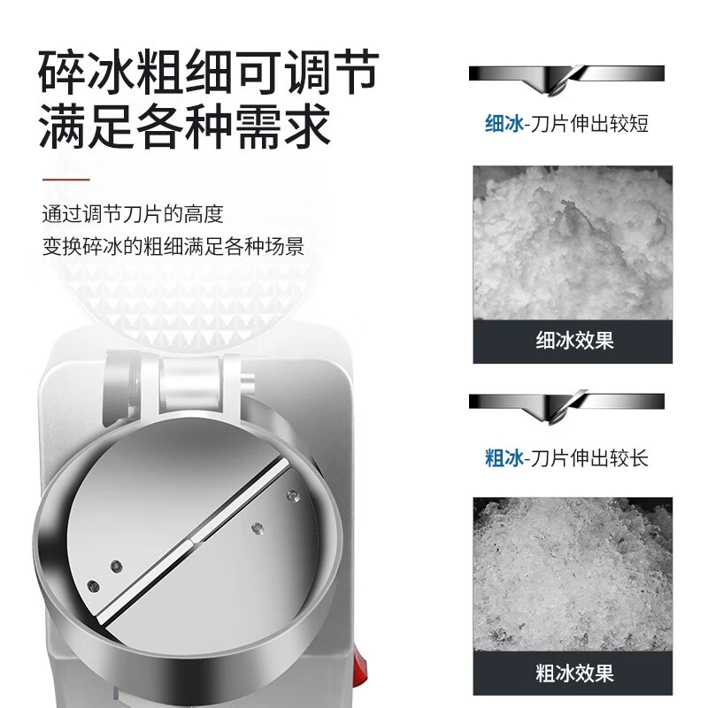 Jingyan manual ice shaver, household small smoothie machine, ice crusher, commercial stall continuous ice machine, hand-cranked hail ice machine, upgraded model - double cover, double knives, adjustable thickness | strengthened motor | double cover splash-proof, upgraded and heightened body | fine ice recommendation | 3 seconds ice crushing