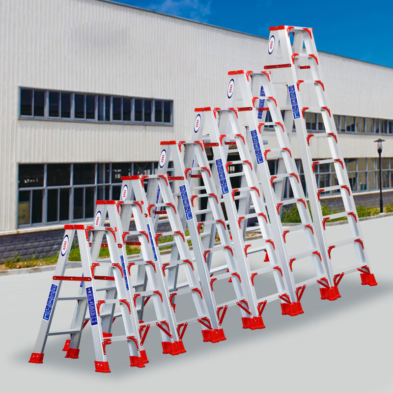 Ladder step-reinforced and thickened aluminum alloy herringbone ladder folding household climbing stairs telescopic engineering attic 1.0 meters fully reinforced