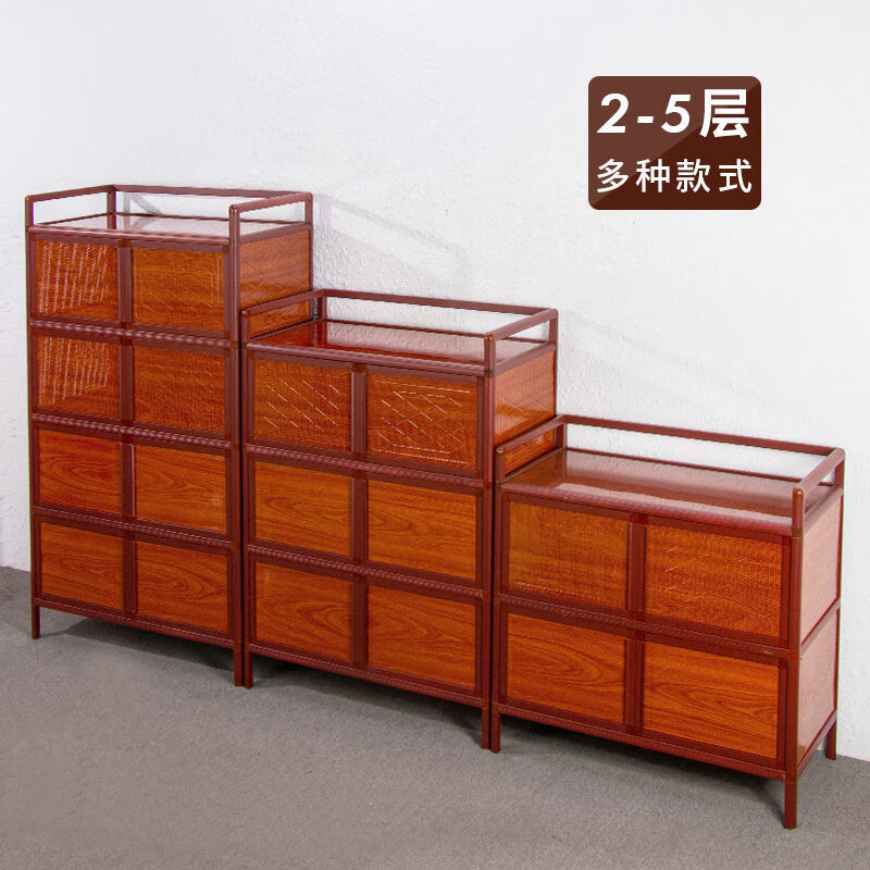 An Junsheng mahogany grain cupboard home kitchen cabinet simple storage cabinet storage cabinet storage cabinet multi-functional economical mahogany grain three-layer 64*39*108