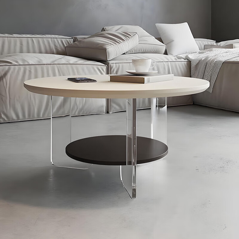 Yupin solid wood coffee table acrylic coffee table minimalist design suspended small apartment living room internet celebrity household cream J131 white