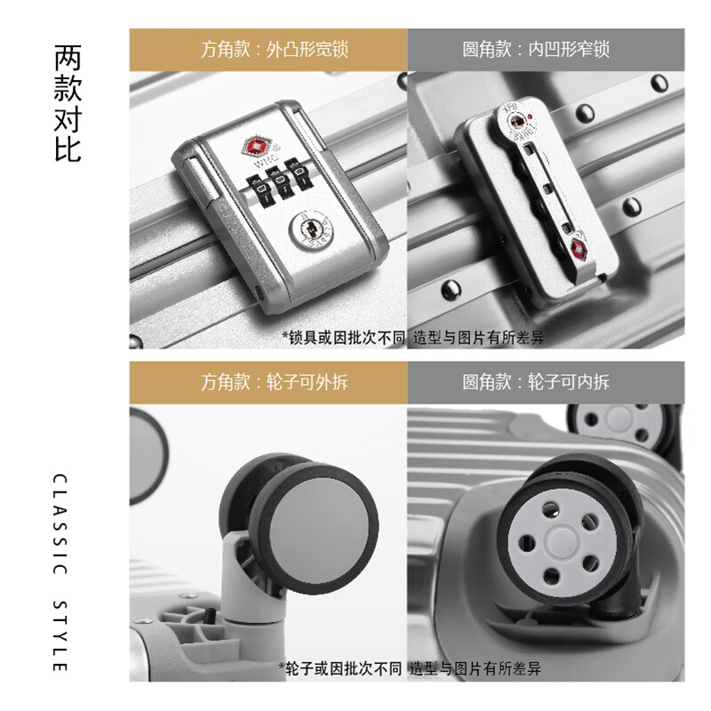 USHOW TRAVEL German craftsmanship PC box aluminum frame trolley suitcase photography tool box aviation captain's box men's and women's luggage code box silver rounded buckle 20 inches - check-in required - with liner