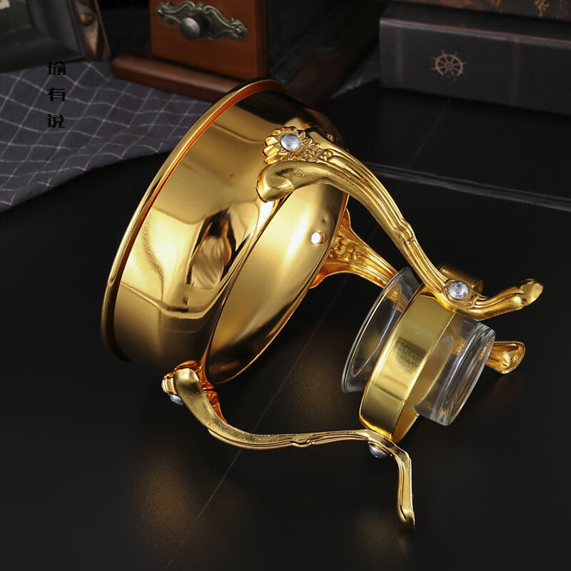 Yu Youshuo golden Middle Eastern style Arabic coffee pot 3-piece set hotel light luxury retro heatable glass coffee pot G1228 (gold)