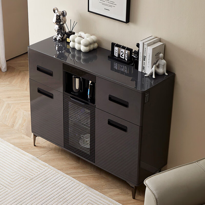 Tea bar machine cabinet integrated cabinet 2025 new multi-functional fully automatic smart tea cabinet with refrigerator refrigeration gray hot and cold type three doors with refrigerator refrigeration 1200*400*980