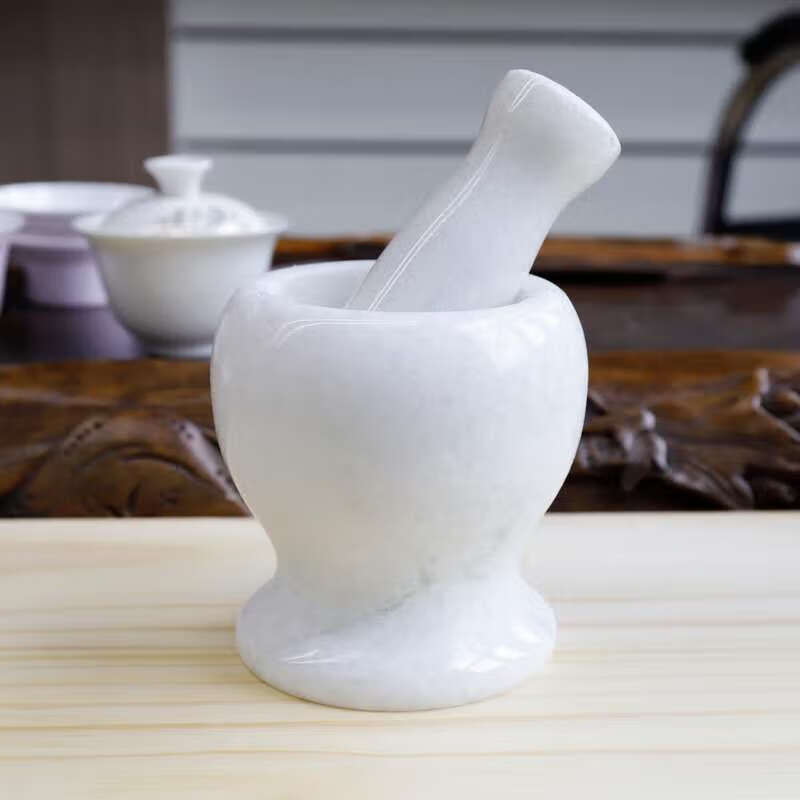 PINYU jade garlic mortar, natural stone garlic masher, stone mortar, garlic mud artifact grinder, household mashing medicine jar and bowl