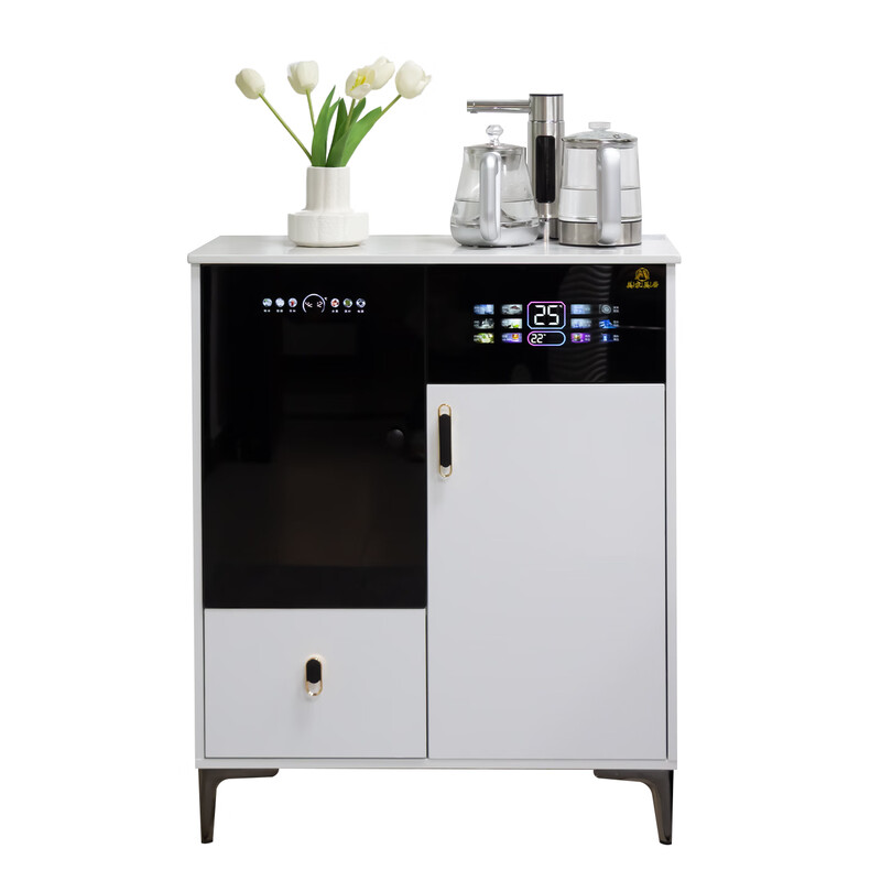 Meijia Meiju Tea Bar Machine 2025 Cream Style Fully Automatic Solid Wood Tea Bar Machine All-in-One Cabinet Water Dispenser Disinfection Home High-end Living Room 2025 New Sideboard Cooling and Hot Two Cabinet Milk White Refrigerator Model (Temperature as Low as Around 5) Cooling and Heating Type