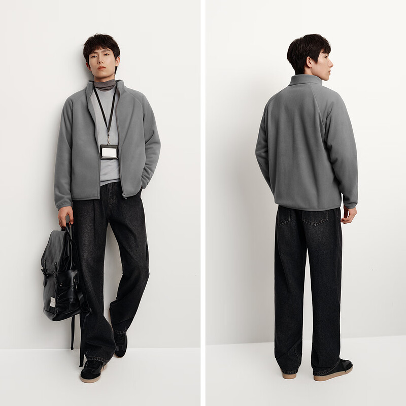 Semir Wang Anyu same style jacket men's autumn and winter double-sided velvet knitted jacket 25 thermal insulation polar fleece 109725108202