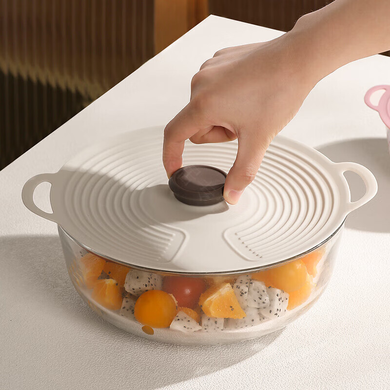 Magic Bean Shenghuo silicone fresh-keeping lid, bowl lid, sealed lid, high temperature resistance, food-grade seal, microwave heating, splash-proof, 15.5cm, pink and purple, diameter, suitable for preservation