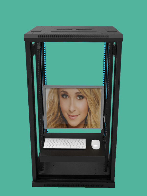 19-inch cabinet LCD display mounting bracket embedded industrial control monitor LED display special panel 4U high display mounting bracket 360 degree rotation 1x1x1cm