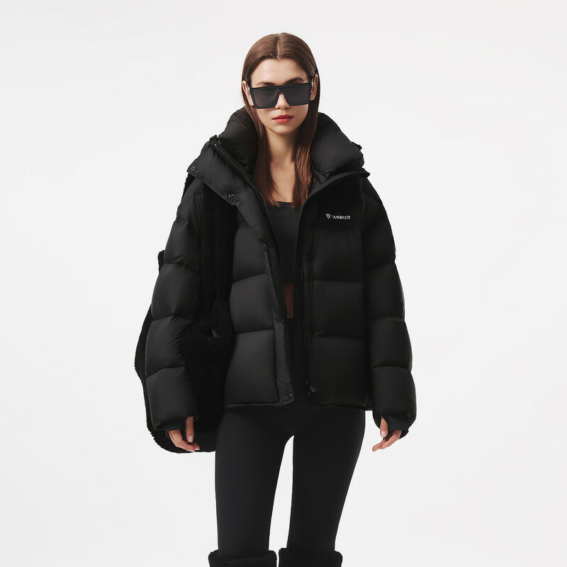 Tambor Puff Down Jacket Women's Short Hooded Silhouette Winter Warm Jacket 5530338Z Black 160