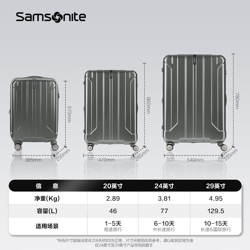 Samsonite NIAR series fashionable vertical stripe wear-resistant anti-slip trolley suitcase AY8 matte green 20 inches