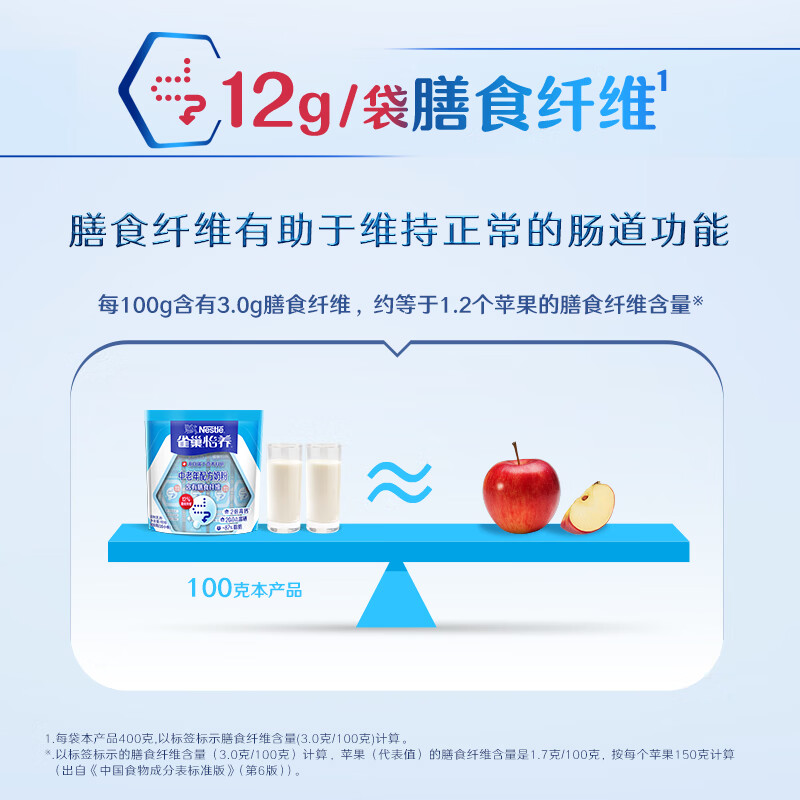 Nestle milk powder for adults, middle-aged and elderly milk powder Yiyang high calcium low GI gift for parents and elders gift 400g 2 bags of dietary fiber