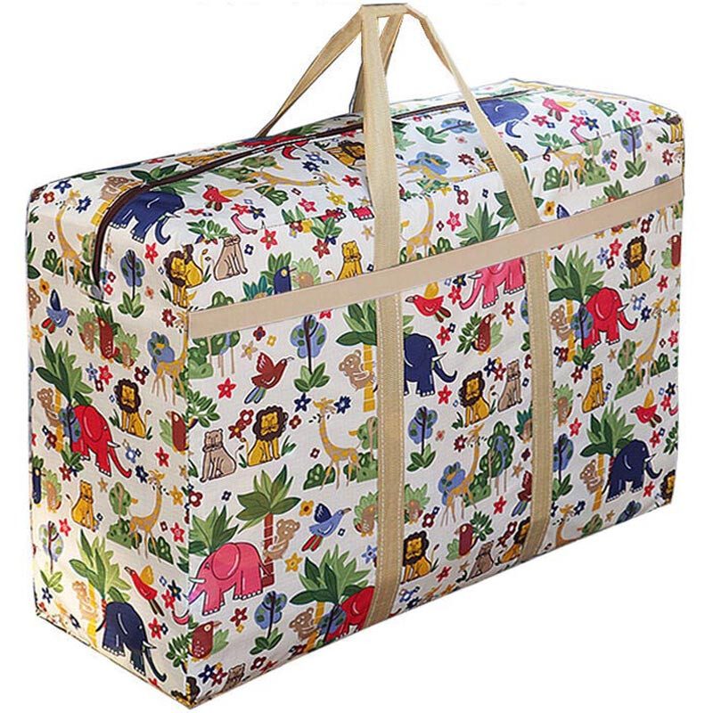 Large capacity moving packing snakeskin woven duffel bag red white and blue canvas sack cartoon pocket storage bag material Oxford bag