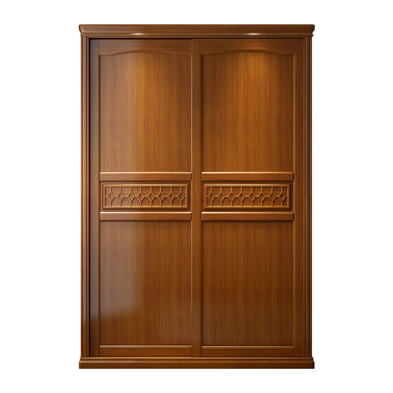 Lanxuan new Chinese style solid wood sliding door wardrobe household simple modern large capacity storage cabinet thickened board bedroom large wardrobe 1.2 meters sliding door 807