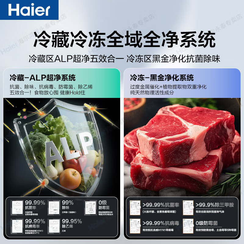 Haier produces refrigerator 575T dual system four-door cross door first-class energy efficiency dual frequency conversion dual cycle air-cooled frost-free household appliances super large capacity Leader series refrigerator 575T type + independent dual system dual cycle + ALP active purification and sterilization