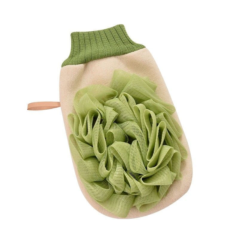 Jie Liya bath towel and bath towel 2-in-1 strong mud rub and back bath towel household back bath towel gloves and towel upgraded foaming bath towel 2-in-1 yellow one side with bath and one side with bath flower