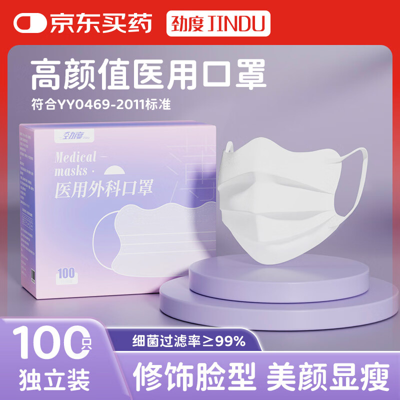 JINDU Medical Surgical Mask Summer Thin Breathable Disposable Independently Packaged Hypoallergenic Sun Protection Butterfly Form for Men and Women