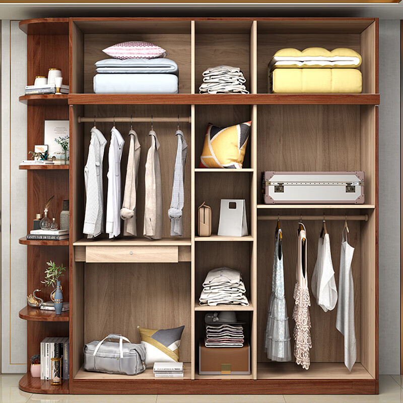 Nanyi Wardrobe Chinese Carved Wardrobe Golden Rosewood Antique Bedroom Storage Cabinet Side Cabinet Top Cabinet Home Wardrobe Z8625 Six-Door Wardrobe Golden Rosewood