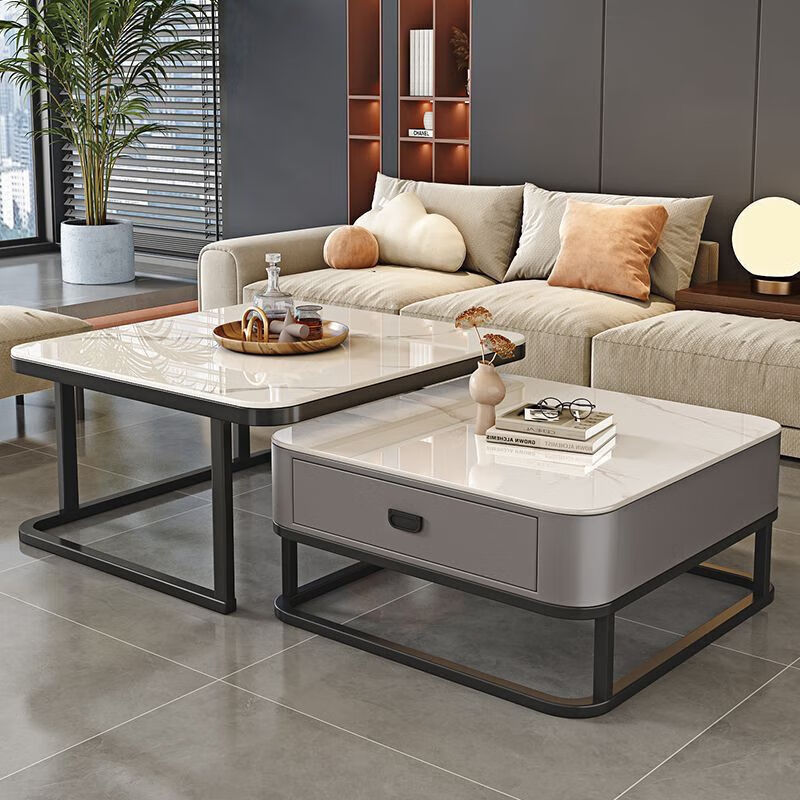 Gupujia slate coffee table living room modern simple light luxury small apartment hospitality tea table sofa glass side table balcony small corner table