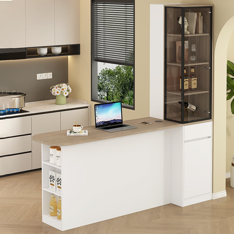 Xuepeng multifunctional leisure bar table kitchen island living room partition cabinet wine cabinet sideboard dining table integrated 6G374 style 1 (light + lift socket) 2300*600*2400