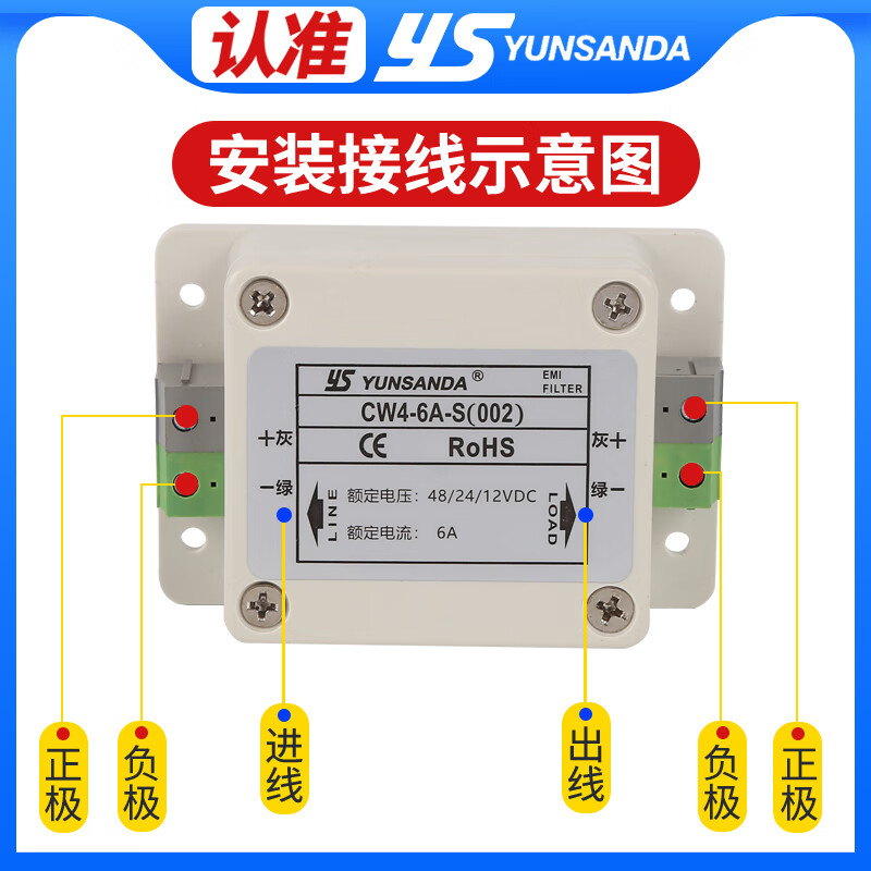 YUNSANDA DC DC power filter 220V anti-interference harmonic signal EMI purifier CW4L2 CW4L26AS (002) dual-stage DC