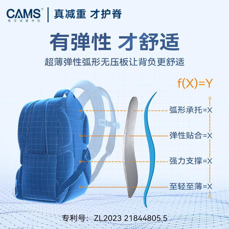 CAMS2.0 Cloud-Sense Suspension Weight Loss Schoolbag 1-4th Grade 22L S08701S Planet Blue