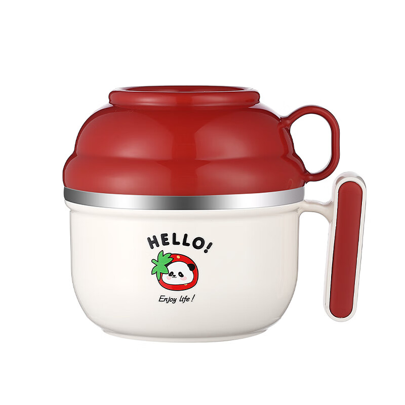 Youlunmei student lunch box, special for office workers to bring meals in the canteen, large-capacity rice bowl with lid, stainless steel lunch box, single - red, free folding tableware #304 stainless steel