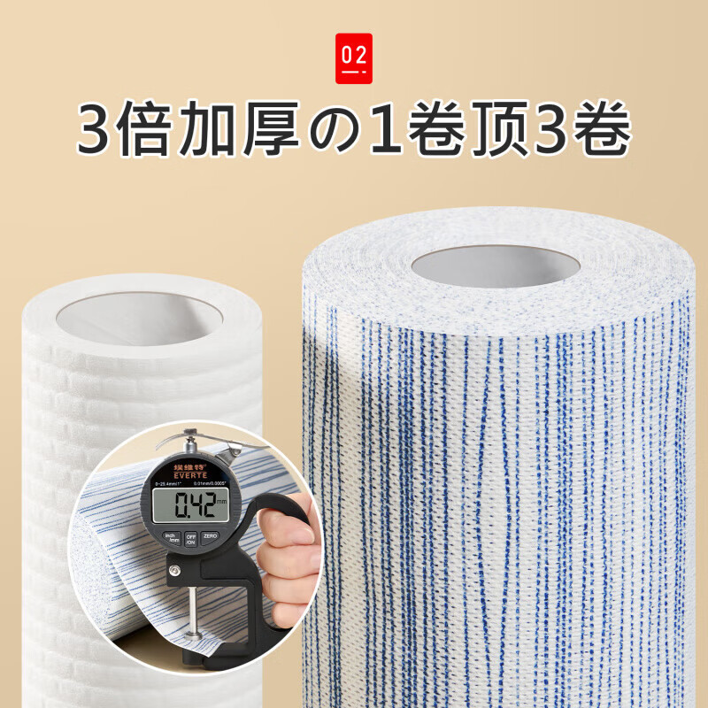 JCZS Japanese disposable kitchen table thickened placemat lazy rag absorbent dishwashing washable non-stick oil paper towel extra thick corrugated 1 roll-50 tear