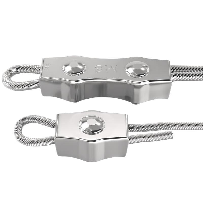 Tianzhuo Hardware 304 stainless steel wire rope single clamp double clamp buckle lock single card double card fixed joint M5M10 double clamp M5 8 pieces suitable for 4mm steel wire rope