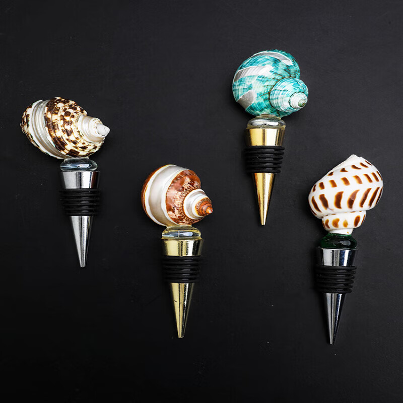 Erxu French home creative conch champagne red wine bottle stopper natural shell wine sealed bottle cap companion gift conch bottle stopper-green A gold