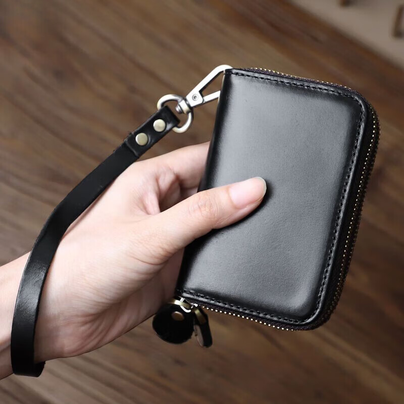 Liyou high-end quality key bag storage bag handmade genuine leather key bag men's first layer cowhide multifunctional retro wallet noble brown