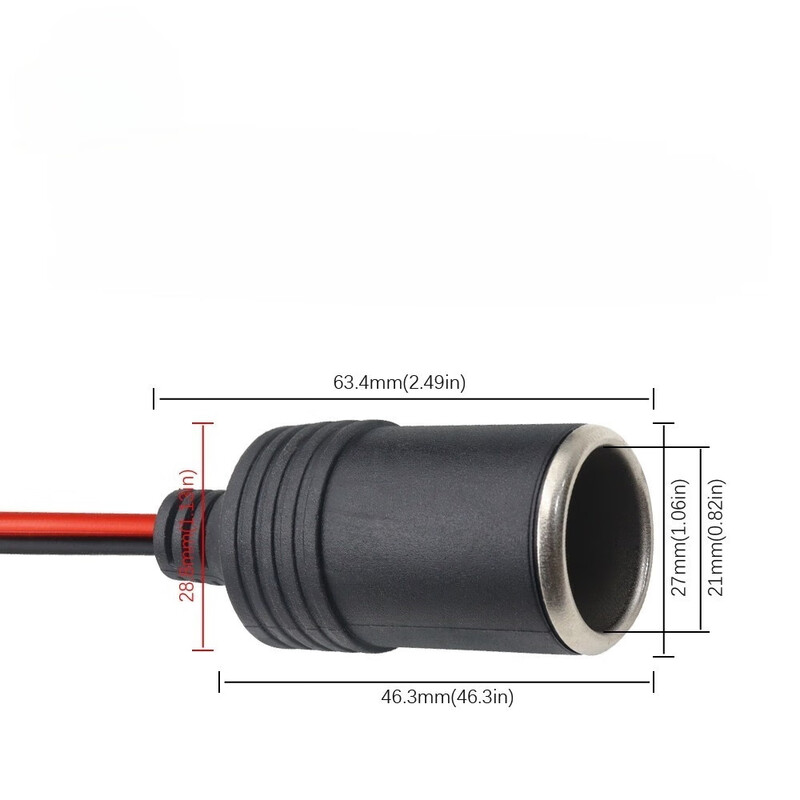 Car cigarette lighter female base socket high power pure copper car charger base female base socket extension cord cigarette lighter female base 30CM