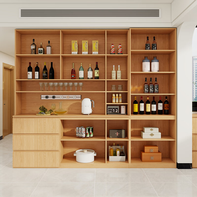 Huisennuo customized all-solid wood sideboard against the wall integrated living room oak multi-functional wine cabinet ENF grade tea cabinet storage cabinet 0.6 meters long two-door sideboard 2.0 meters high - ENF maternal and child grade environmentally friendly antibacterial oak