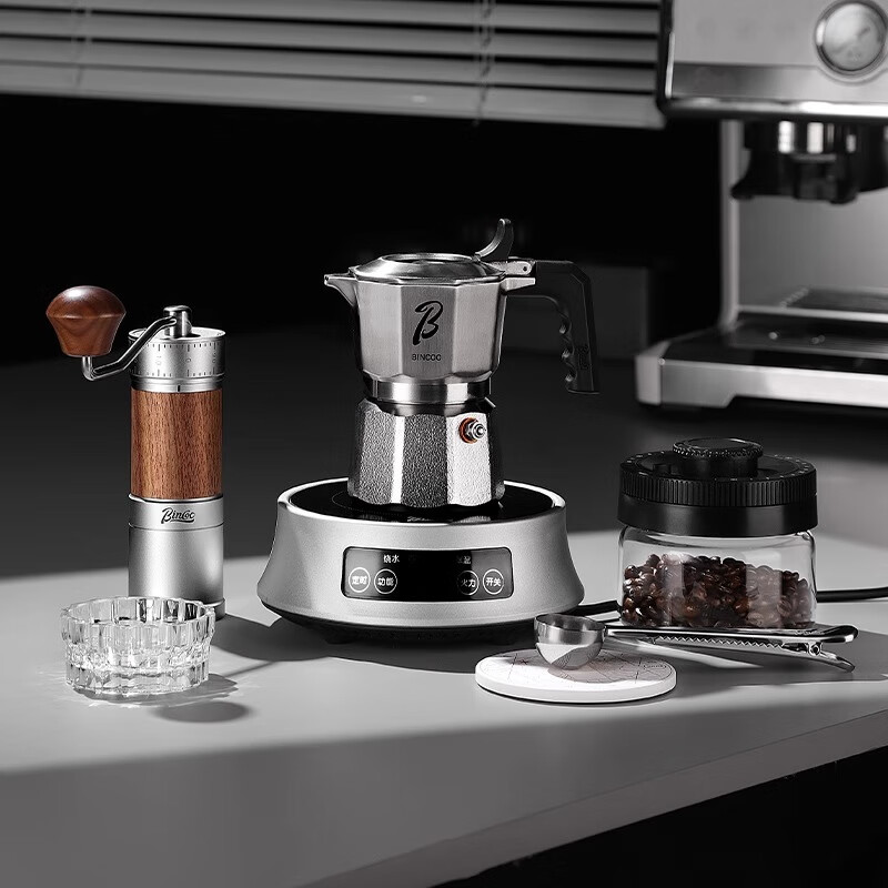 Bincoo316 stainless steel Moka pot three-valve double-valve coffee pot household small espresso coffee machine 316 stainless steel Moka pot-2 cups