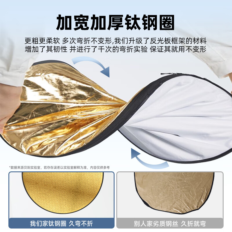 Beiyang (beiyang) 60CM two-in-one reflector studio folding fill light board portable outdoor soft light board cross bar gold and silver beauty skin polishing board props equipment bracket