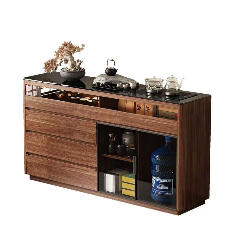 Qiuke solid wood sideboard tea bar machine integrated automatic water supply tea cabinet new style home living room new Chinese style storage cabinet sideboard tea bar machine integrated length 160cm
