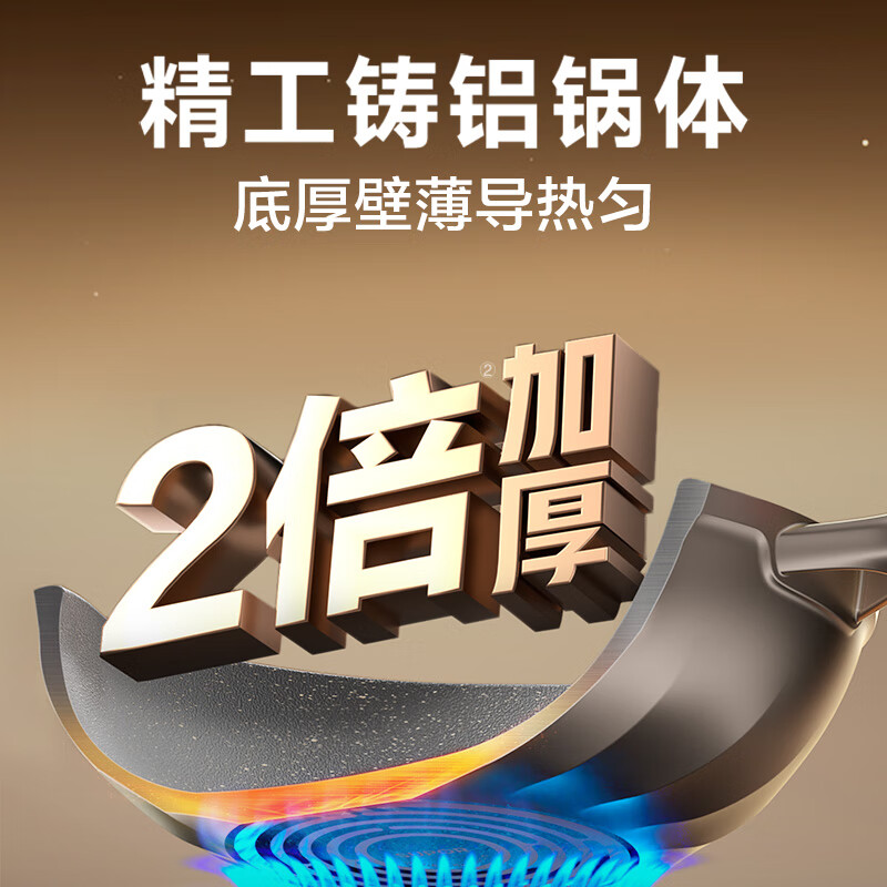 SUPOR wok has titanium and is not afraid of shoveling. The wok is non-stick and 8 times wear-resistant. The frying pan 30cm is universal and can be put into the dishwasher.