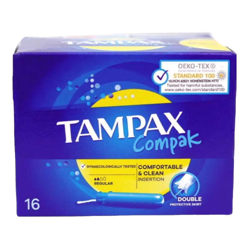 TAMPAX easy-to-push long tube high-flow tampon sanitary napkin, smooth and easy-to-push, imported from Europe, normal flow, 48 pieces* short tube tampons
