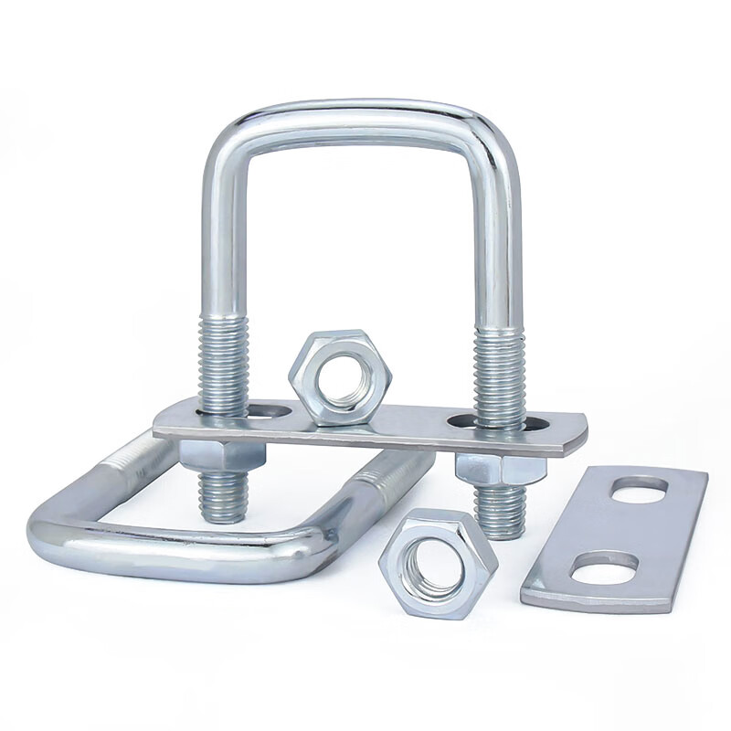 Jinchao galvanized square U-shaped pipe clamp right-angle bolt wire buckle hoop extended retainer connector M6M8M10 M6*30*80 (1 piece)