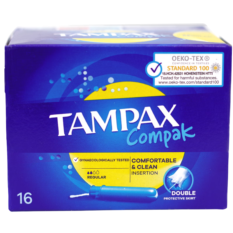 TAMPAX Easy-to-Push Long Catheter Large Flow Tampon Sanitary Napkin Smooth and Easy-to-Push European Import Normal Flow Short Catheter*16