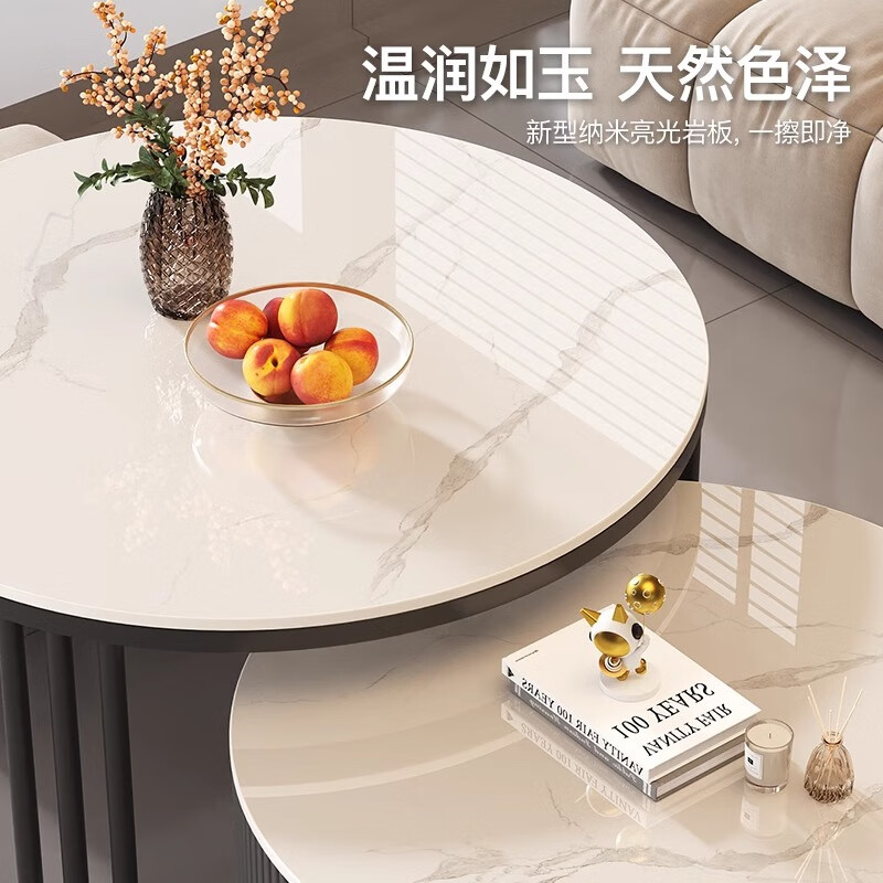 Small craftsman material slate coffee table living room home small apartment light luxury high-end 2025 new modern simple coffee table gray and white 80