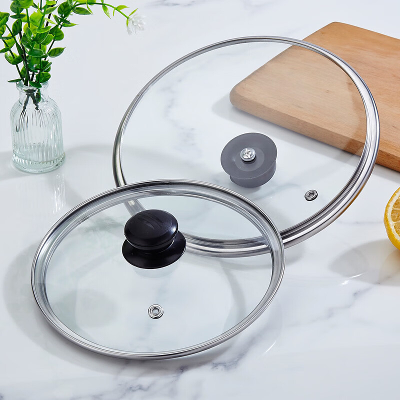 Ye Yu G-shaped tempered glass lid, stainless steel wok lid, pan lid, universal wok lid, non-stick lid, main picture, 15cm, suitable for pot inner diameter 14.5-15.1