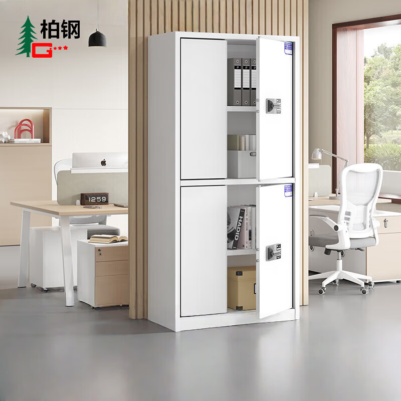 Bo Steel Safe Cabinet File Cabinet Iron Cabinet Data Cabinet Staff Cabinet Certified National Security Fingerprint Lock File Cabinet Steel Anti-Theft Cabinet Double-section No-Pull Smart Lock