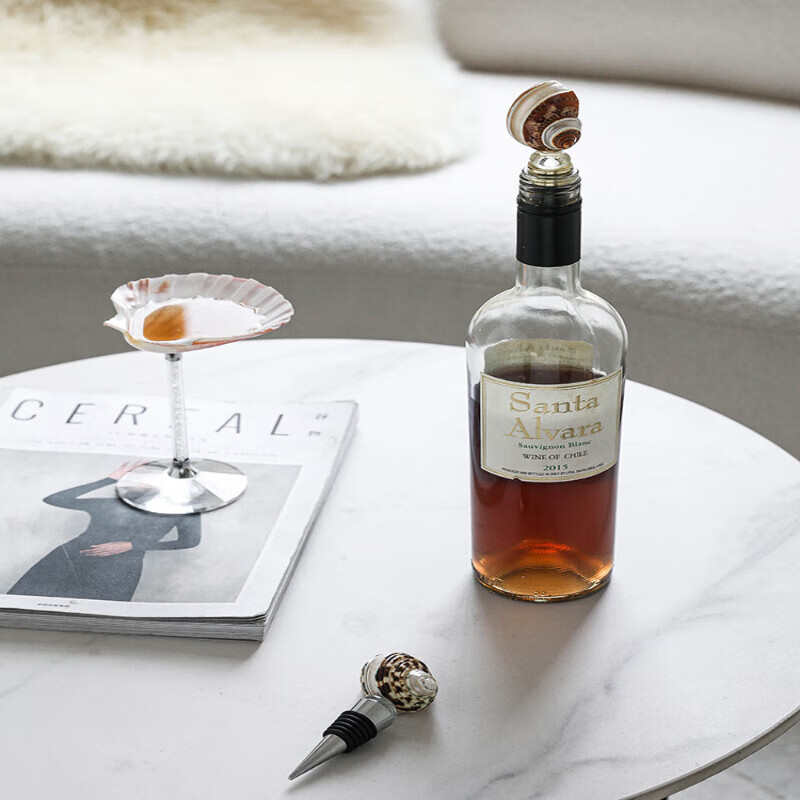 Erxu French home creative conch champagne red wine bottle stopper natural shell wine sealed bottle cap companion gift conch bottle stopper-green A gold