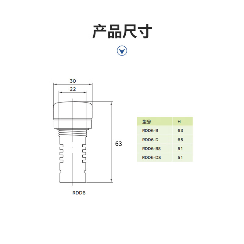 RDD6-22 signal light 12V24V36V220V red, yellow, blue, green and white LED distribution box indicator light People's Electrical Appliances Blue 220V