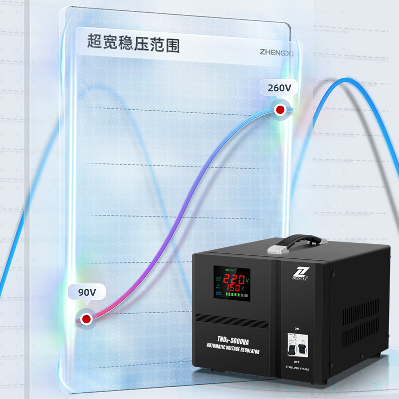 Zhengxi Zheng Zhengxi voltage regulator 220v household high-power fully automatic air conditioning refrigerator dedicated voltage stabilized power supply voltage stability TKR-1500VA