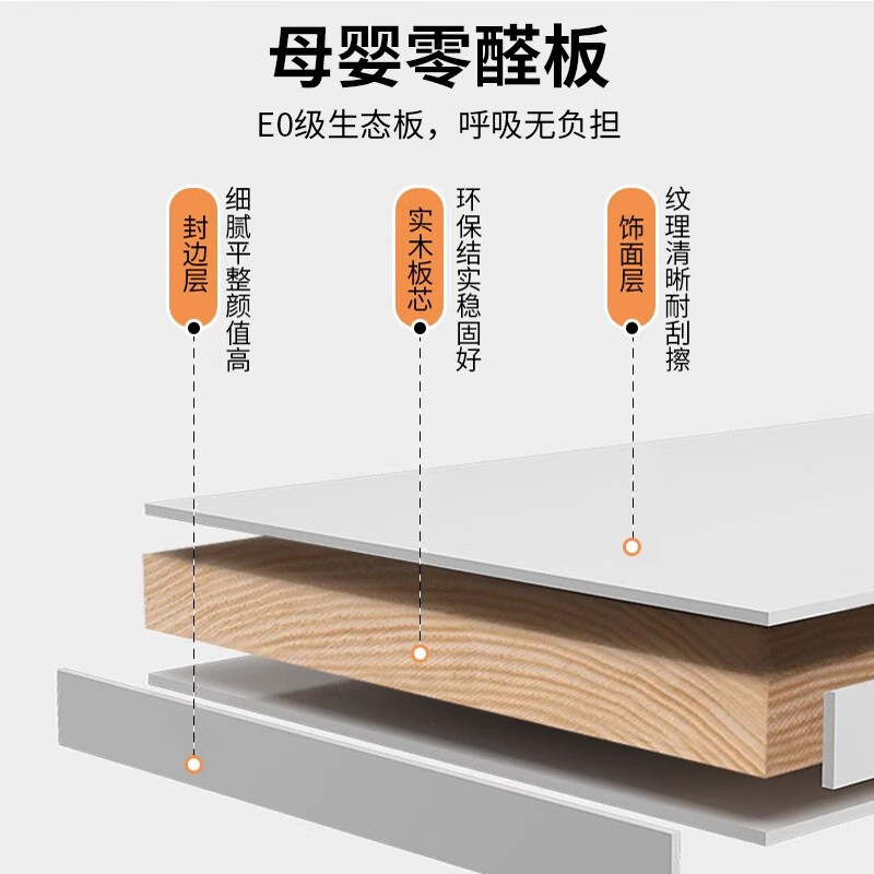 Songbaike solid wood retractable desk bookshelf integrated desk computer desk bedroom home student study table study desk jasmine white with walnut color 1.2 meters right cabinet included with delivery