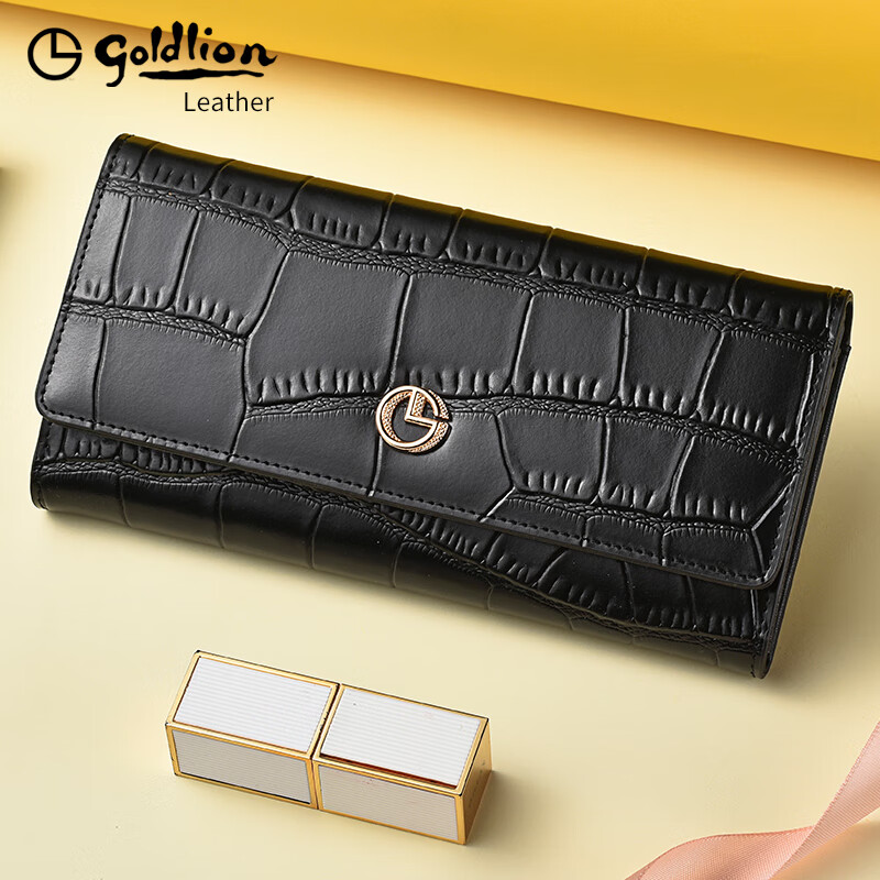 GOLDLION G+ Goldlion Wallet Women's Long Crocodile Pattern Leather Women's Clutch 2025 New Bag Fashion Handbag Women's White